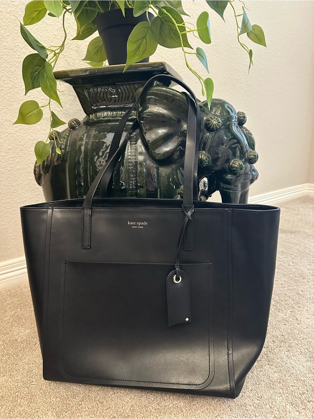 KATE SPADE Black Leather Structured Tote